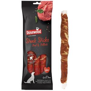 Rosewood Large Steak Sticks for Dogs - Made with Beef and Pollock, Grain Free Ch Rosewood Large Steak Sticks for Dogs - Made with Beef and Pollock, Grain Free Ch