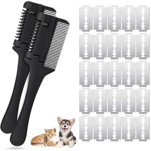 Kikidex (As show, One size) 2pcs Pet Razor Comb, Hair Grooming Trimmer Comb For Dogs Cat Kikidex (As show, One size) 2pcs Pet Razor Comb, Hair Grooming Trimmer Comb For Dogs Cat