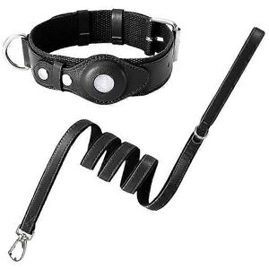 Unbranded (M 32-45cm Neck, Black) Designer Dog Leash And Collar Set Airtag Holder Luxury P Unbranded (M 32-45cm Neck, Black) Designer Dog Leash And Collar Set Airtag Holder Luxury P
