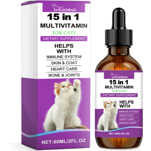 Yegbong Cat Vitamin Drops - Daily Heart & Immune Support for Cats, 60ml Yegbong Cat Vitamin Drops - Daily Heart & Immune Support for Cats, 60ml