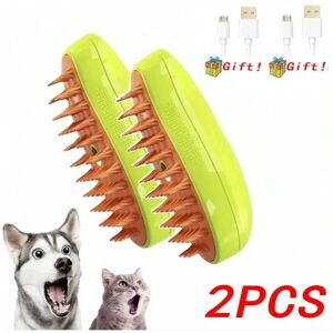 Gaatpot (2PCS-Green) 3-in-1 Dog Hair Cat Hair Brush Electric Pet Cleaning Brush Steam Sp Gaatpot (2PCS-Green) 3-in-1 Dog Hair Cat Hair Brush Electric Pet Cleaning Brush Steam Sp