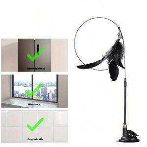 Gaatpot (Black Enhanced) Cat Teaser Toy - Interactive Bell & Feather Wand - Long Suction Gaatpot (Black Enhanced) Cat Teaser Toy - Interactive Bell & Feather Wand - Long Suction