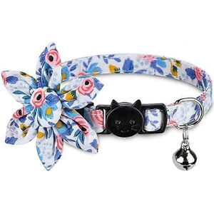 Unbranded (As show, One size) Detachable flower cat collar with bell (blue) - Bell cat col Unbranded (As show, One size) Detachable flower cat collar with bell (blue) - Bell cat col