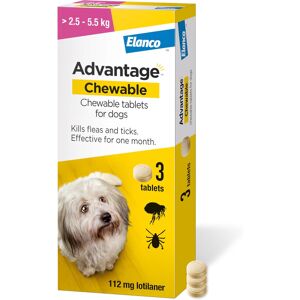 (Small Dog 2.5 - 5.5kg) Advantage Chewable Flea & Tick Protection for Dogs (Small Dog 2.5 - 5.5kg) Advantage Chewable Flea & Tick Protection for Dogs