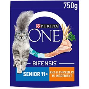 Purina ONE 11+ Dry Cat Food Rich in Chicken 750g, Pack of 4 Purina ONE 11+ Dry Cat Food Rich in Chicken 750g, Pack of 4