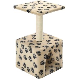 vidaXL Cat Tree with Sisal Scratching Post 55cm Beige Paw Print Kitten Tower vidaXL Cat Tree with Sisal Scratching Post 55cm Beige Paw Print Kitten Tower