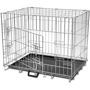 vidaXL Foldable Dog Bench L Metal Pet Transport Travel Carrier Crate Cage vidaXL Foldable Dog Bench L Metal Pet Transport Travel Carrier Crate Cage