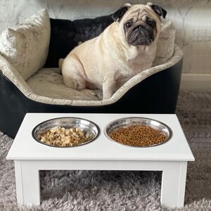 PawHut White Raised Pet Food & Water Stand - Pet Feeder PawHut White Raised Pet Food & Water Stand - Pet Feeder