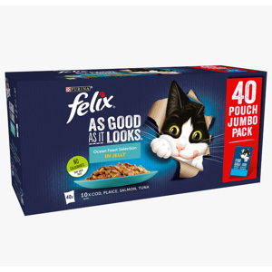 FELIX As Good As it Looks Ocean Feasts Wet Cat Food 40x85g FELIX As Good As it Looks Ocean Feasts Wet Cat Food 40x85g