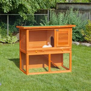 Pawhut 90cm 2 Tiers Rabbit Hutch Wooden Pet Cage Run Vintage Bunny House Pawhut 90cm 2 Tiers Rabbit Hutch Wooden Pet Cage Run Vintage Bunny House