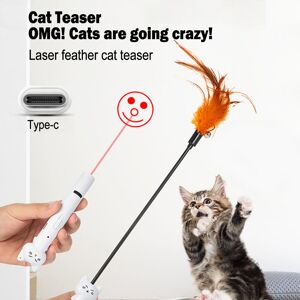 Unbranded Interactive Cat Laser Toy with Feathers, 5 Modes, USB Rechargeable, 36cm Unbranded Interactive Cat Laser Toy with Feathers, 5 Modes, USB Rechargeable, 36cm