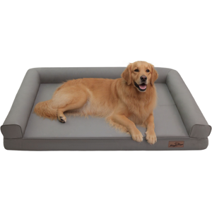 Bingopaw 117x90cm Leather Sofa Dog Bed with Bolster Orthopedic Pet Sleeping Bed Bingopaw 117x90cm Leather Sofa Dog Bed with Bolster Orthopedic Pet Sleeping Bed