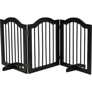 PawHut 3 Panels Dog Gate w/ Support Feet Fence Safety Barrier Freestanding Wood Black PawHut 3 Panels Dog Gate w/ Support Feet Fence Safety Barrier Freestanding Wood Black