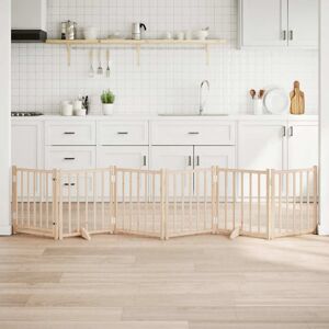 vidaXL Dog Gate with Door Foldable 6 Panels 300 cm Solid Wood Fir vidaXL Dog Gate with Door Foldable 6 Panels 300 cm Solid Wood Fir