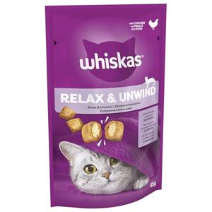 Whiskas Relax and Unwind - Cat Treats - Small Bite Size Snacks with Chicken Fill Whiskas Relax and Unwind - Cat Treats - Small Bite Size Snacks with Chicken Fill