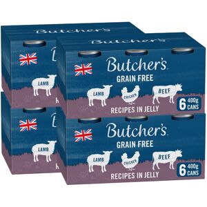 BUTCHER'S Wet Dog Food Tin Cans Grain Free Recipes in Jelly 9.6kg (24 x 400g) BUTCHER'S Wet Dog Food Tin Cans Grain Free Recipes in Jelly 9.6kg (24 x 400g)