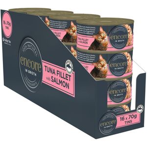 Encore 100% Natural Wet Cat Food, Tuna with Salmon in Broth (Pack of 16 x 70g Ti Encore 100% Natural Wet Cat Food, Tuna with Salmon in Broth (Pack of 16 x 70g Ti