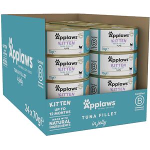 Applaws Natural Wet Kitten Food, Tuna in Jelly Tin, 70g (Pack of 24) (Packaging Applaws Natural Wet Kitten Food, Tuna in Jelly Tin, 70g (Pack of 24) (Packaging