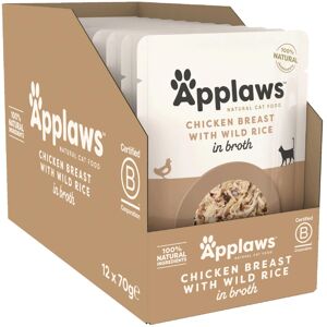Applaws 100% Natural Wet Cat Food Pouch, Chicken with Wild Rice in Broth 70 g Po Applaws 100% Natural Wet Cat Food Pouch, Chicken with Wild Rice in Broth 70 g Po