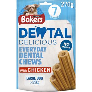 Bakers Dental Delicious Large Dog Chews Chicken 270g, Pack of 6 Bakers Dental Delicious Large Dog Chews Chicken 270g, Pack of 6