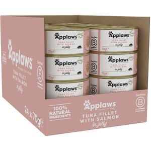 Applaws Natural Wet Cat Food, Tuna with Salmon in Jelly 70g Tin (Pack of 24) Applaws Natural Wet Cat Food, Tuna with Salmon in Jelly 70g Tin (Pack of 24)
