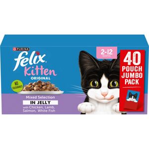 FELIX Original Kitten Mixed Selection in Jelly Wet Cat Food 40x85g FELIX Original Kitten Mixed Selection in Jelly Wet Cat Food 40x85g
