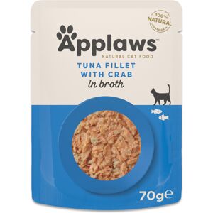 Applaws 100% Natural Adult Wet Cat Food, Tuna Fillet with Crab in Broth 70g Pouc Applaws 100% Natural Adult Wet Cat Food, Tuna Fillet with Crab in Broth 70g Pouc