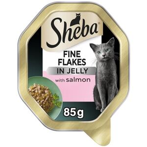 Sheba Fine Flakes Cat Food Tray with Salmon in Jelly 2x11x85g Sheba Fine Flakes Cat Food Tray with Salmon in Jelly 2x11x85g