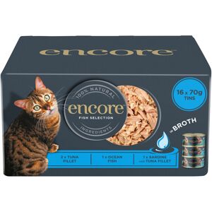 Encore 100% Natural Wet Cat Food, Multipack Fish Selection in Broth 70g Tin (16 Encore 100% Natural Wet Cat Food, Multipack Fish Selection in Broth 70g Tin (16