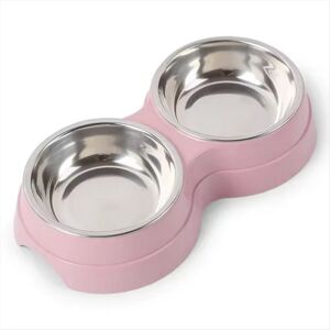 Markenlos Double Pet Bowls Water Feeder Stainless Steel Pet Drinking Dish Pink Markenlos Double Pet Bowls Water Feeder Stainless Steel Pet Drinking Dish Pink