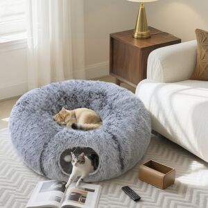 PawHut Donut Play Tunnel Bed with Washable Cushion and Toy Ball, Light Grey PawHut Donut Play Tunnel Bed with Washable Cushion and Toy Ball, Light Grey