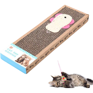 NIKCORP Fish Design Cardboard Cat Scratcher - Rectangular Scratching Lounge Pad & Toy fo NIKCORP Fish Design Cardboard Cat Scratcher - Rectangular Scratching Lounge Pad & Toy fo
