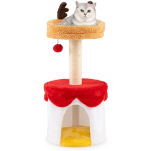 Costway 80 CM Christmas Cat Tree With Bed Cat Tower With Sisal Scratching Post Costway 80 CM Christmas Cat Tree With Bed Cat Tower With Sisal Scratching Post