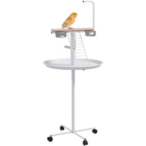 PawHut Bird Stand Parrot Stand with Wheels Perches Stainless Steel Feed Bowls Ro PawHut Bird Stand Parrot Stand with Wheels Perches Stainless Steel Feed Bowls Ro