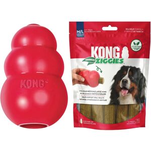 Kong Classic Toy & Enhanced Ziggies Treats Combo Pack - Durable Chew Toy for Dog Kong Classic Toy & Enhanced Ziggies Treats Combo Pack - Durable Chew Toy for Dog