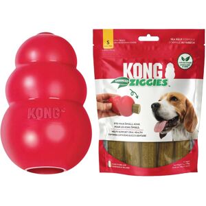 Kong Classic Toy & Enhanced Ziggies Treats Combo Pack - Durable Chew Toy for Dog Kong Classic Toy & Enhanced Ziggies Treats Combo Pack - Durable Chew Toy for Dog