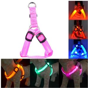 HOD Pets (Pink, S Chest 32-40 cm) Usb Rechargeable Led Nylon Dog Collar Harness Flashing HOD Pets (Pink, S Chest 32-40 cm) Usb Rechargeable Led Nylon Dog Collar Harness Flashing