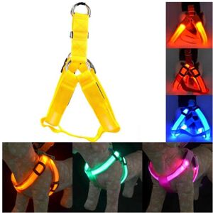 HOD Pets (Yellow, M Chest 38-50 cm) Usb Rechargeable Led Nylon Dog Collar Harness Flashin HOD Pets (Yellow, M Chest 38-50 cm) Usb Rechargeable Led Nylon Dog Collar Harness Flashin