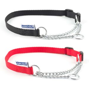 Ancol Nylon Check Chain Collar Red 35-45cm Size 2-4 Ancol Nylon Check Chain Collar Red 35-45cm Size 2-4
