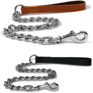 Ancol Heritage Chain Lead With Leather Handle Xheavy Black 80cm Ancol Heritage Chain Lead With Leather Handle Xheavy Black 80cm