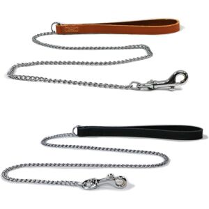 Ancol Leather Fine Chain Lead Black 87cm Ancol Leather Fine Chain Lead Black 87cm