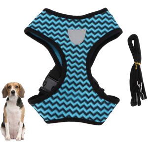 Unbranded Adjustable Pet Harness with Reflective Strips & Leash Blue M Size Unbranded Adjustable Pet Harness with Reflective Strips & Leash Blue M Size