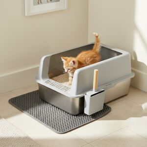 Bingopaw Stainless Steel Cat Litter Box with Litter Mat Bingopaw Stainless Steel Cat Litter Box with Litter Mat