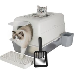 YODOLLA Stainless Steel Enclosed Cat Litter Box with Lid, Dual Doors & Scoop Mat Steps YODOLLA Stainless Steel Enclosed Cat Litter Box with Lid, Dual Doors & Scoop Mat Steps