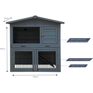 (Light Brown) Charles Bentley Two Storey Rabbit Hutch with Play Area Rubber Coat (Light Brown) Charles Bentley Two Storey Rabbit Hutch with Play Area Rubber Coat