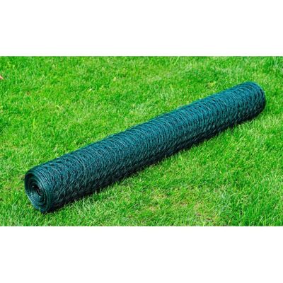 vidaXL Chicken Wire Fence with PVC Coating Mesh Wire Netting 25x1 m Green vidaXL Chicken Wire Fence with PVC Coating Mesh Wire Netting 25x1 m Green