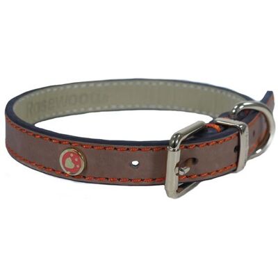 Rosewood Luxury Leather Dog Collar 22 - 26-inch, Brown Rosewood Luxury Leather Dog Collar 22 - 26-inch, Brown