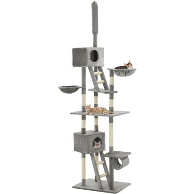 vidaXL Cat Tree with Sisal Scratching Posts 230-260cm Grey - Cat Tree vidaXL Cat Tree with Sisal Scratching Posts 230-260cm Grey - Cat Tree