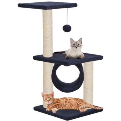 vidaXL Cat Tree with Sisal Scratching Posts 65cm Dark Blue Kitten Play Centre vidaXL Cat Tree with Sisal Scratching Posts 65cm Dark Blue Kitten Play Centre