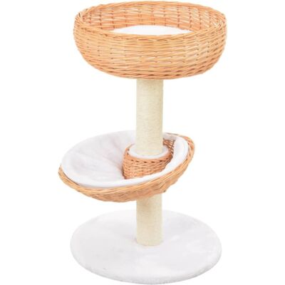 vidaXL Cat Tree with Sisal Scratching Post Natural Willow Wood - Cat Tree vidaXL Cat Tree with Sisal Scratching Post Natural Willow Wood - Cat Tree